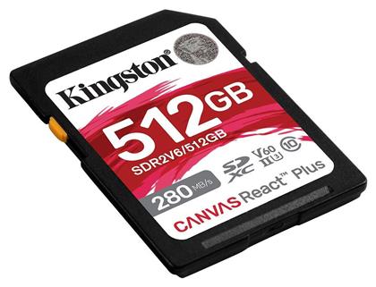 Kingston Canvas React Plus V60 SDXC 512GB Class 10 U3 V60 UHS-II από το e-shop