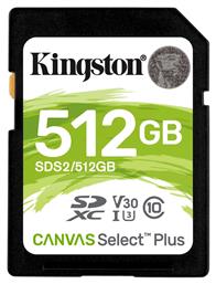 Kingston Canvas Select Plus SDXC 512GB Class 10 U3 V30 UHS-I