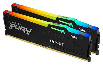 Kingston Fury Beast RGB 16GB DDR5 με 2 Modules (2x8GB) από το e-shop