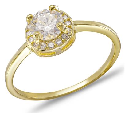 Kiriakos Gofas Μονόπετρο από Επιχρυσωμένο Ασήμι