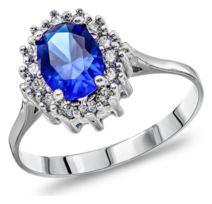 Kiriakos Gofas Σετ Γυναικεία Δαχτυλίδια από Λευκόχρυσο 14Κ