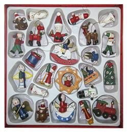 Στολίδια Σετ Ξύλινα Πολύχρωμα 24τμχ