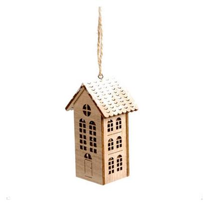 Κρεμαστό Στολίδι Σπιτάκι Ξύλινο 4,2x5,3x9εκ Msa 20-85-389 Σετ 2 Τεμάχια Υλικό Ξύλο Msa Decoration 20-85-389