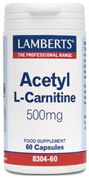 Lamberts Acetyl L-Carnitine Συμπλήρωμα Διατροφής με Καρνιτίνη 500mg 60 κάψουλες