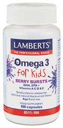 Lamberts Omega 3 For Kids Berry Bursts Ιχθυέλαιο Κατάλληλο για Παιδιά 100 κάψουλες Φραγκοστάφυλο