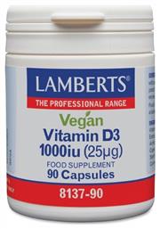 Lamberts Vegan Vitamin D3 Βιταμίνη για Ανοσοποιητικό 1000iu 90 κάψουλες