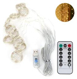 Λαμπάκια LED Κουρτίνα 3μ. x 300εκ. Θερμό Λευκό USB