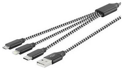 Lamtech Braided USB to Lightning / Type-C / micro USB Cable Μαύρο 1m (LAM450305) από το Public