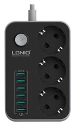 Ldnio SC3631 Πολύπριζο 3 Θέσεων με Διακόπτη, 6 USB και Καλώδιο 1.6m Μαύρο από το Public