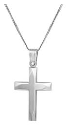 Λευκόχρυσος Σταυρός 14Κ Διπλής Όψης