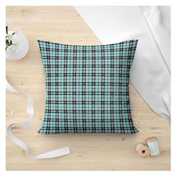 Lino Home Διακοσμητική Μαξιλαροθήκη Tartan από 100% Βαμβάκι 601 Turquoise 45x45εκ.