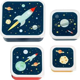 A Little Lovely Company Πλαστικό Παιδικό Σετ Φαγητού Space