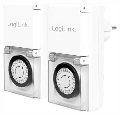 LogiLink Μηχανικός Χρονοδιακόπτης Πρίζας Ημερήσιος Εξωτερικού Χώρου IP44 2 τμχ