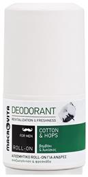 Macrovita For Men Cotton & Hops Αποσμητικό σε Roll-On Χωρίς Αλουμίνιο 50ml