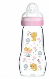 Mam Feel Good Γυάλινο με Θηλή Σιλικόνης για 2+ μηνών Γατούλα-Λουλούδια 260ml