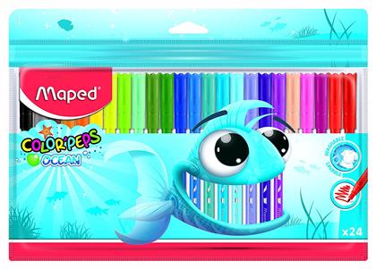 Maped Color'Peps Ocean Pulse Πλενόμενοι Μαρκαδόροι Ζωγραφικής Λεπτοί σε 24 Χρώματα από το Moustakas Toys