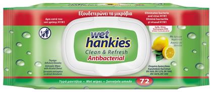 ΜΕΓΑ Wet Hankies Clean & Refresh Antibacterial Αντισηπτικό Μαντηλάκι Χεριών