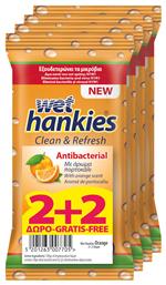 ΜΕΓΑ Wet Hankies Clean & Refresh Antibacterial Orange 2 & 2 Δώρο 60τμχ