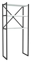 Megapap Mindy Επιδαπέδια Ραφιέρα Μπάνιου Μεταλλική με 3 Ράφια 66x34x160cm Μαύρο/Λευκό