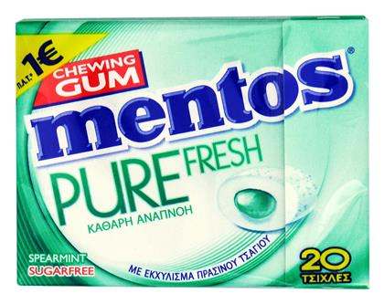 Mentos 20 Τσίχλες Pure Fresh με Γεύση Δυόσμος Με Εκχύλισμα Πράσινου Τσαγιού Χωρίς Ζάχαρη 30gr Κωδικός: 33334798 από το e-Fresh