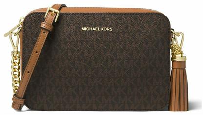 Michael Kors Δερμάτινη Γυναικεία Τσάντα Χιαστί Καφέ