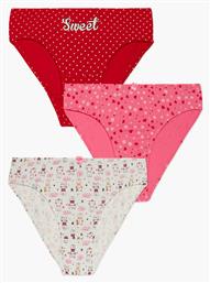 Minerva Sweet Cats Σετ Παιδικά Βρακάκια Εκρού-Κόκκινο-Ροζ 3τμχ