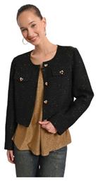 Molly Bracken Μακρύ Γυναικείο Τουίντ Σακάκι Μαύρο