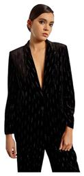 Molly Bracken Μακρύ Γυναικείο Βελούδινο Σακάκι Μαύρο