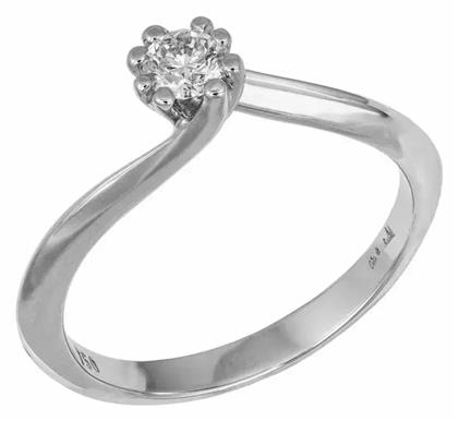 Μονόπετρο από Λευκόχρυσο 18Κ