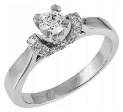 Μονόπετρο από Λευκόχρυσο 18Κ