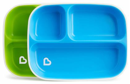 Munchkin Παιδικό Πιάτο Φαγητού Splash Toddler Divided Plates από Πλαστικό Blue/Green 2τμχ