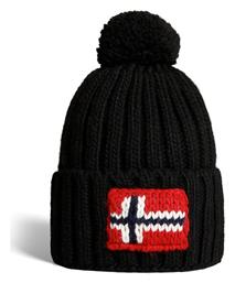 Napapijri Semiury NA4GKB Pom Pom Beanie Unisex Σκούφος με Rib Πλέξη σε Μαύρο χρώμα NP0A4GKB041 από το Zakcret Sports