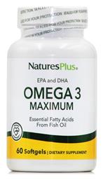 Nature's Plus EPA & DHA Omega 3 Maximum Ιχθυέλαιο 60 μαλακές κάψουλες