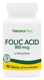 Nature's Plus Folic Acid Βιταμίνη as Methylfolate για την Υγεία του Νευρικού Συστήματος 800mcg 90 ταμπλέτες από το Pharm24