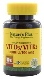 Nature's Plus Vit D3/ Vit K2 Βιταμίνη για Ανοσοποιητικό 1000iu 90 φυτικές κάψουλες