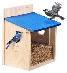 Navaris‎ Bird House 2 Walls Επιτοίχιο Σπίτι Ταΐστρα Πουλιών Πτηνών 3 Εισόδους 2 X Πάνελ Ξύλο Πεύκου Ακρυλικό 21 X 18 X 26 Cm Blue Beige ‎nav000025vd001c Nav000025vd001c