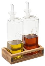 Navaris Vinegar Dispenser Wooden Base Σετ Λαδόξιδο Γυάλινο 220ml