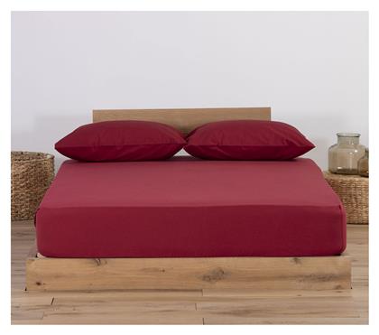 Nef-Nef Homeware Μονό 100x200+30εκ. με Λάστιχο Jersey Bordo