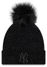 New Era Chenille Bobble Beanie Γυναικείος Σκούφος Πλεκτός σε Μαύρο χρώμα