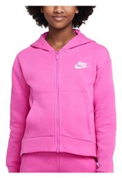 Nike Αθλητική Παιδική Ζακέτα Φούτερ Fleece με Κουκούλα Φούξια Sportswear Club