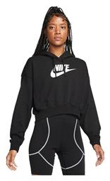 Nike Cropped Γυναικείο Φούτερ με Κουκούλα Μαύρο