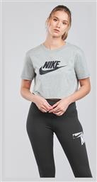 Nike Essential Γυναικείο Crop Top Κοντομάνικο Καλοκαιρινό Γκρι