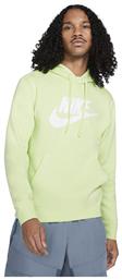 Nike NSW Club Ανδρικό Φούτερ με Κουκούλα και Τσέπες Fleece Lime Yellow