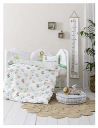 Nima Safari Friends Σετ Βρεφικά Σεντόνια Κούνιας Βαμβακερά με Λάστιχο Λευκά 70x140εκ. 3τμχ