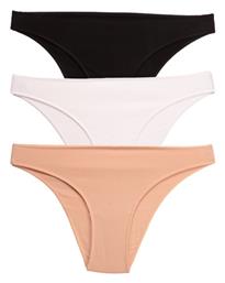 Nina Club NC Βαμβακερά Γυναικεία Slip 3Pack Μαύρο/Λευκό/Μπεζ