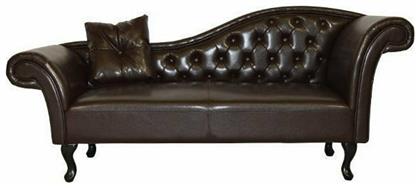 Niovi Vintage Ανάκλιντρο Chesterfield από Συνθετικό Δέρμα Καφέ Μ190xΠ61xΥ84εκ.