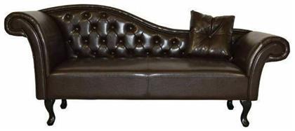 Niovi Vintage Ανάκλιντρο Chesterfield από Συνθετικό Δέρμα Καφέ Μ190xΠ61xΥ84εκ.
