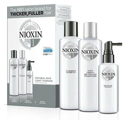 Nioxin System 1 Σετ Περιποίησης Μαλλιών κατά της Τριχόπτωσης με Σαμπουάν for Natural Hair with Light Thinning 3τμχ