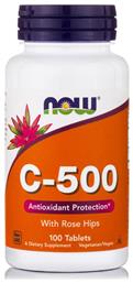 Now Foods C-500 with Rose Hips Βιταμίνη για Ενέργεια & Ανοσοποιητικό 500mg 100 ταμπλέτες από το Pharm24