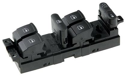 NTY Διακόπτης Παραθύρων Αυτοκινήτου για Skoda Fabia / Octavia / Superb Κόκκινος Φωτισμός 9pin Μαύρο